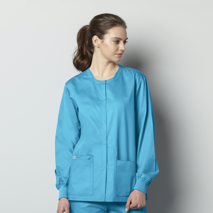 womens light turquoise long sleeve smocks, pockets, with pockets, long, sleeve, smocks,  smock, teachers, pharmacy, workers, supermarket, artists, childcare, unisex, womens, women’s, coverage, mens, men’s, long sleeve, sleeved, wonderwink, pharmacists, doctors, lab technicians, salon stylists, artists, day care workers, shop, counter workers, lab, counter, womens smocks, counter coats, vests, fame fabrics, fame vests, waitress, waiter, food service, adults, pockets, art, salons, hairdressers, protection, cover up, wonderwork, cheap, low cost, quality, school, daycare, fabric, 2, pocket, snap, front, cotton, snap front, pocket, church, churches, safety, childcare, uniforms, 
